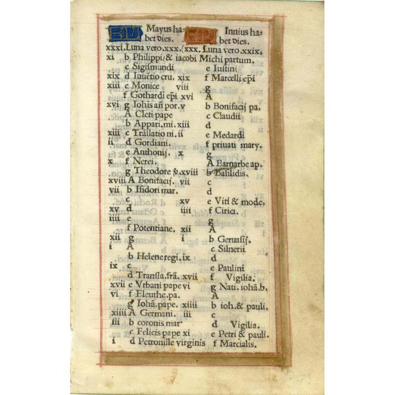 Leaf on vellum from a printed Book of Hours.