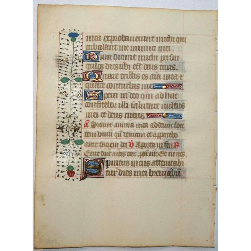 Leaf on vellum from a manuscript Book of Hours.