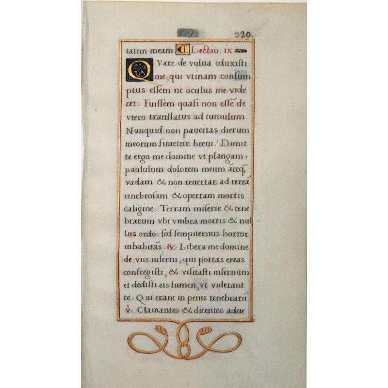 Leaf on vellum from a French manuscript Book of Hours.
