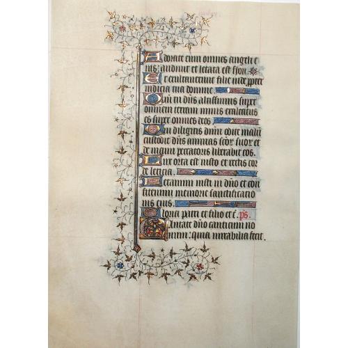 Old map image download for Leaf on vellum from a French manuscript Book of Hours.