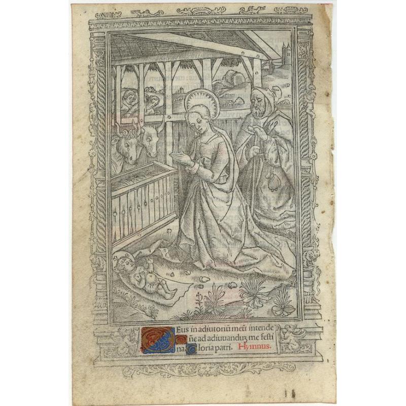 Leaf on vellum from a printed Book of Hours.