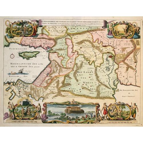 Old map image download for De Gelegentheyt van 't Paradys en 't Landt Canaan..