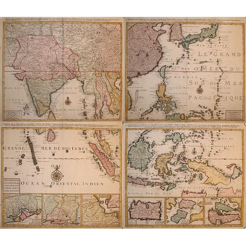Partie de la Nouvelle Grande Carte des Indes Orientales.. 4 parts