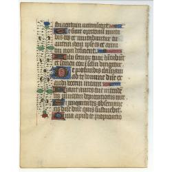 Leaf on vellum from a manuscript Book of Hours.