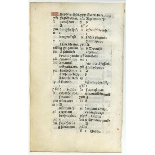 Old map image download for Leaf from a printed Book of Hours on vellum.