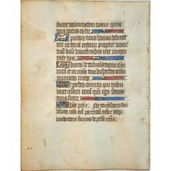 Leaf on vellum from a manuscript Book of Hours.