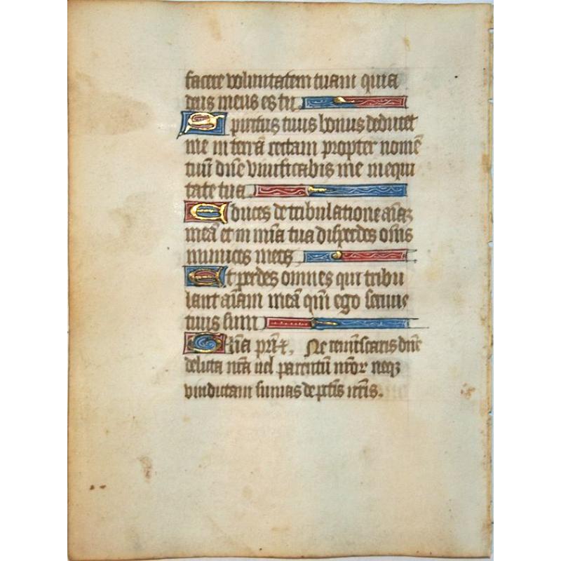 Leaf on vellum from a manuscript Book of Hours.