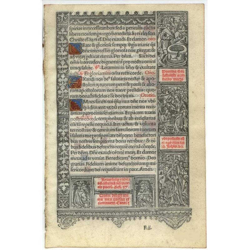 Leaf on vellum from a printed Book of Hours.