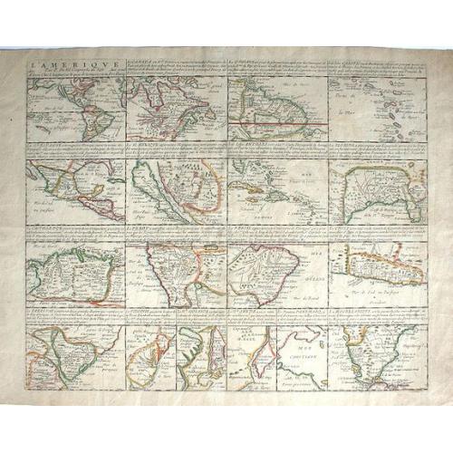 Old map image download for L'Amerique par P. Du Val Geographe du Roy.