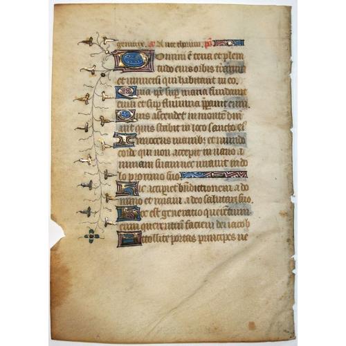 Old map image download for Leaf on vellum from a manuscript Book of Hours.