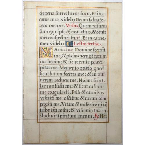 Old map image download for Leaf on vellum from a French manuscript Book of Hours.