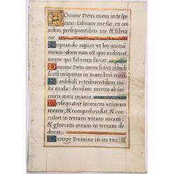 Leaf on vellum from a French manuscript Book of Hours.