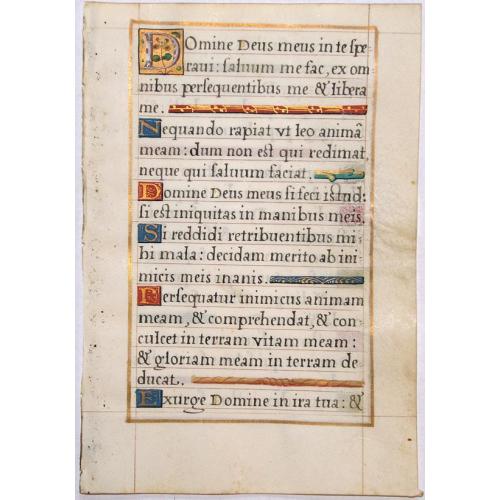 Old map image download for Leaf on vellum from a French manuscript Book of Hours.