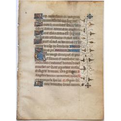 Leaf on vellum from a manuscript Book of Hours.
