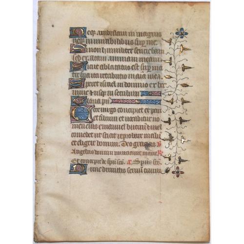 Old map image download for Leaf on vellum from a manuscript Book of Hours.