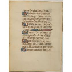 Leaf on vellum from a manuscript Book of Hours.