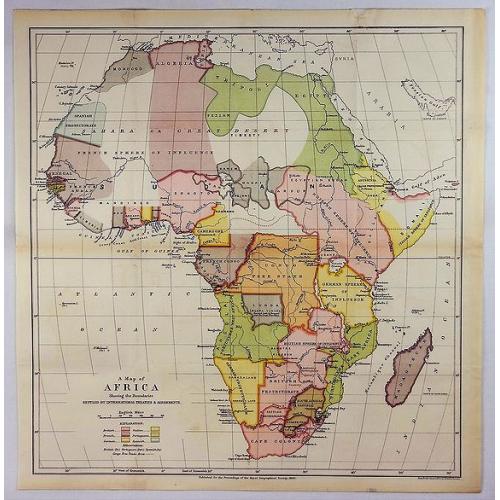 Old map image download for A Map of Africa Showing the Boundaries Settled by International Treaties & Agreements.