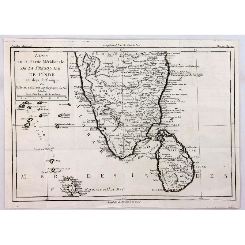 Carte de la Partie Meridionale de la Presqu'ile de l'inde en deca du Gange.