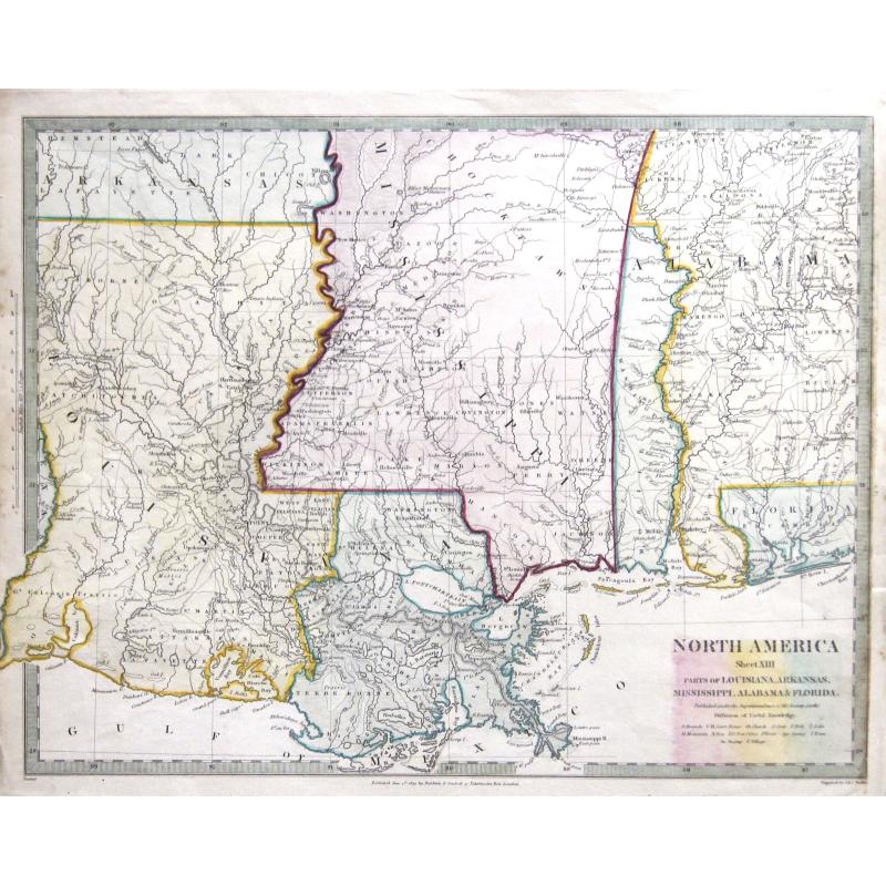 North America Sheet XIII Parts of Louisiana, Arkansas, Mississippi, Alabama und Florida.