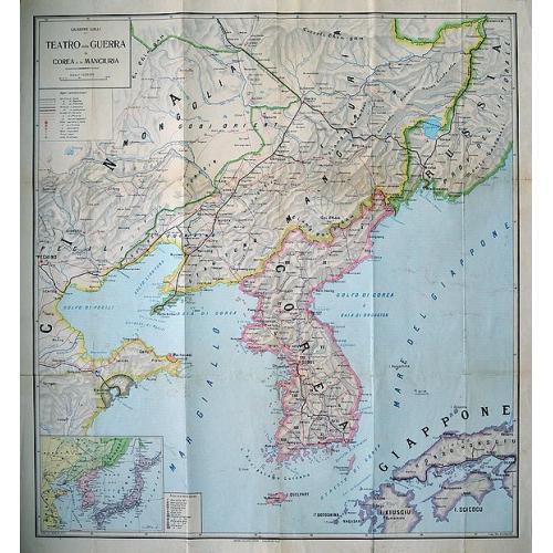 Old map image download for Teatro della Guerra in Corea e in Manciuria (The War in Korea and Manchuria). 