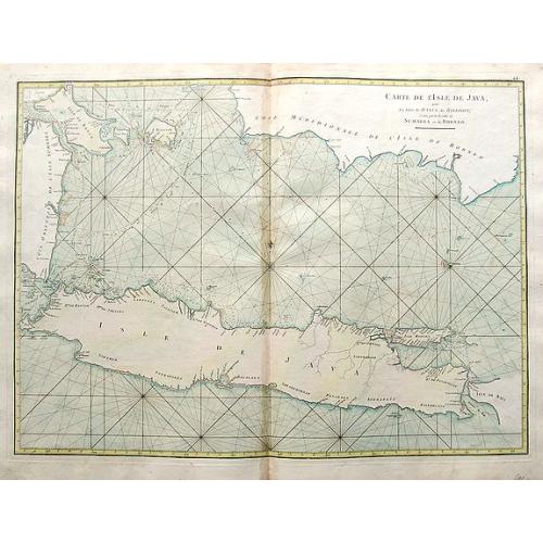Old map image download for Carte de l'isle de Java avec les isles de Banca, de Billiton, et une partie de celles de Sumatra et de Borneo.