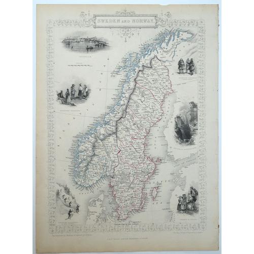 Old map image download for Sweden and Norway.
