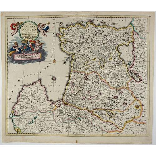 Old map image download for Ducatuum Lovoniae et Curlandiae Novissima Tabula in Quibus sunt Estonia ...