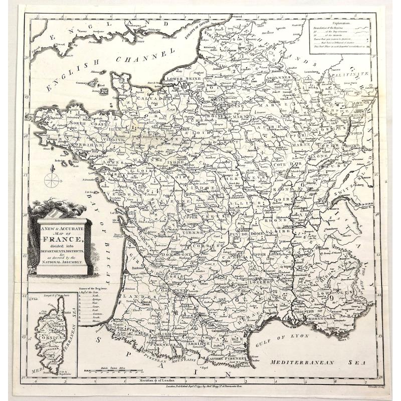 A New & Accurate Map of France, Divided Into Departments, districts & c. as Decreed by the National Assembly.