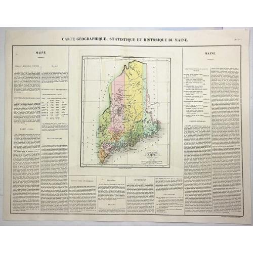 Carte Geographique, Statistique et Historique du Maine.