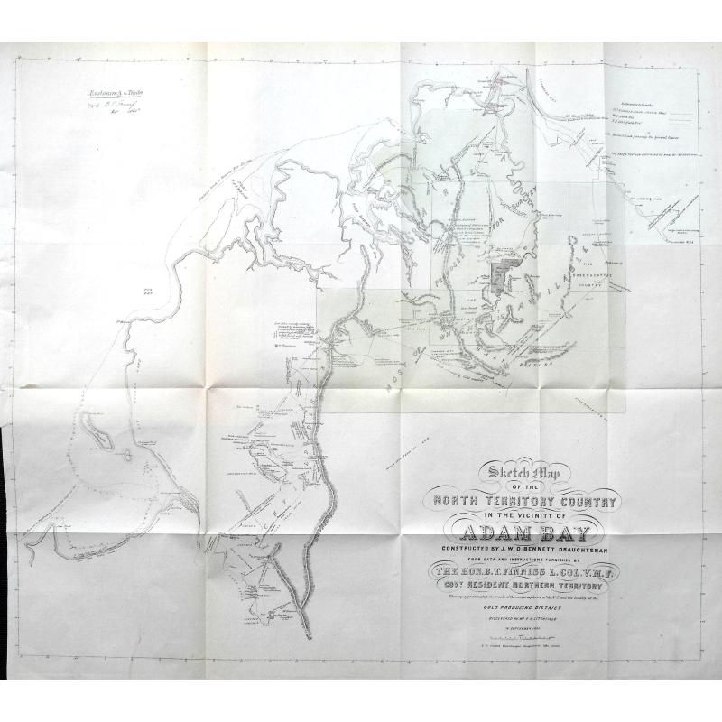 Sketch map of the North Territory Country in the vicinity of Adam Bay... and the locality of the gold producing district discovered by Mr. F. H. Litchfield...