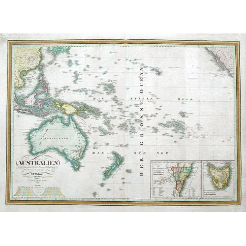 Old map image download for Australien nach Krusenstern, Flinders, Freycinet, Oxley. . .
