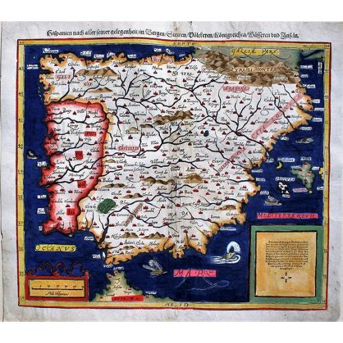 Old map image download for Hispanien nach aller seiner Gelegenheit / in Bergen Stetten / Volkeren Konigreichen Wasseren und Inseln.