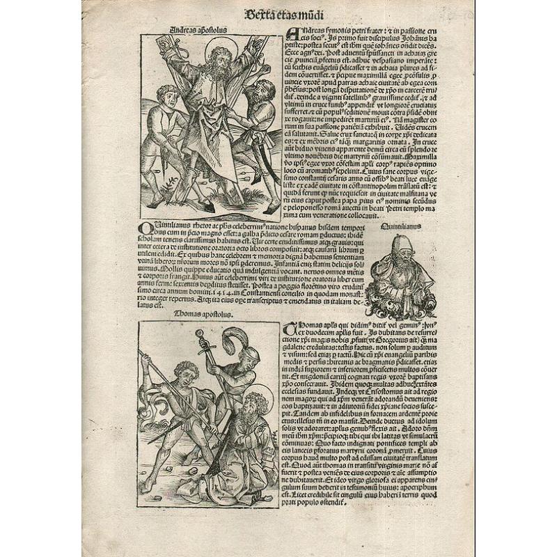 Apostles Andrews and Thomas. Folio CVI - Nuremberg Chronicle. 