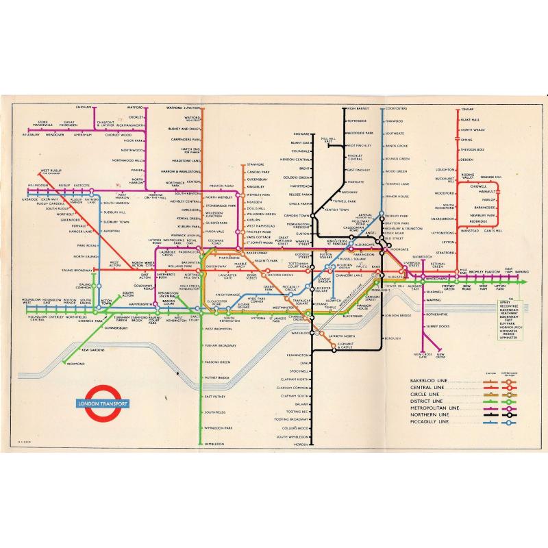 1953 Harry Beck London Underground map. 