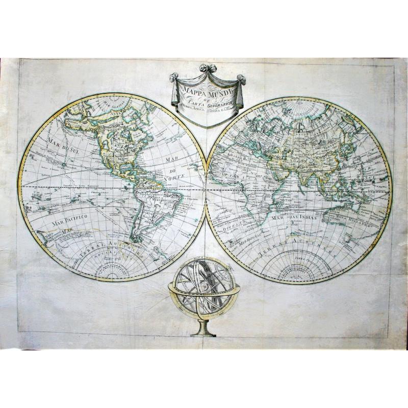 Mappa Mundi ou carta geografica de Europa, Africa, America e Azia.