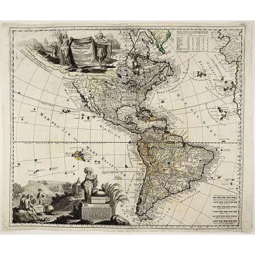 Old map image download for Americae tam Septentrionalis quam Meridionalis in Mappa Geographica Delineatio. . .