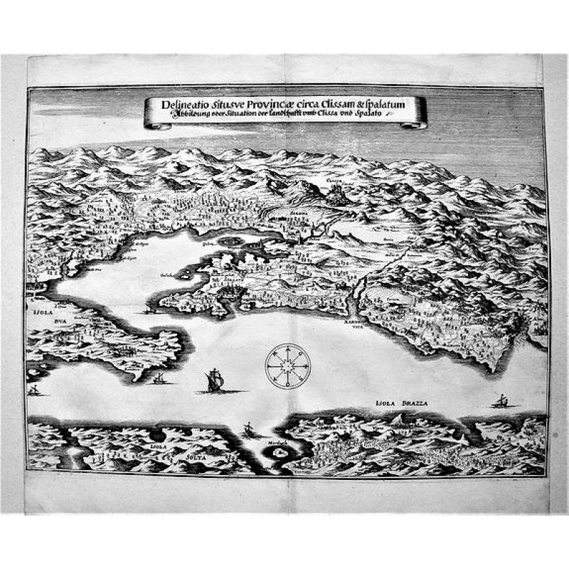 Delineatio Situsve Provinciae Clissam & spalatum. Abbildung oder Situation der Landschafft Clissa vnd Spalato.