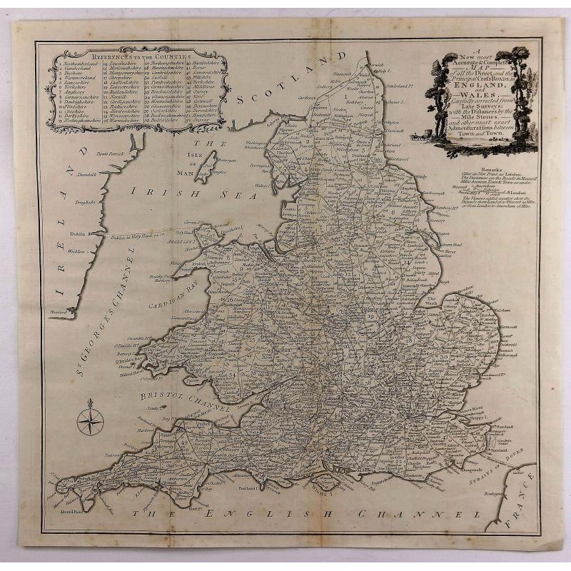 A New most Accurate & Complete Map of All the Direct and the Principal Cross Roads in England and Wales.
