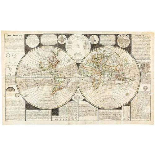 Old map image download for The World: A New and Correct Map laid down & described according to the latest discoveries. . .