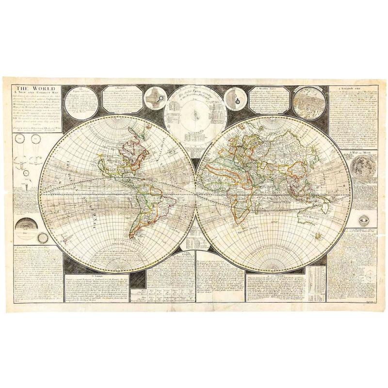 The World: A New and Correct Map laid down & described according to the latest discoveries. . .