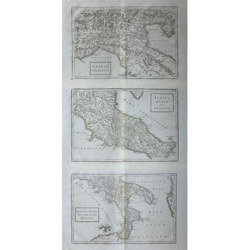 Old map image download for Gallia Cisalpina - Italia Media five Propria - Graecia Magna sive pars Ultima Italiae.