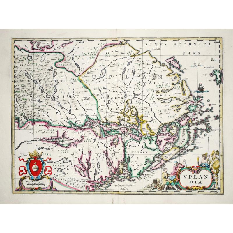 [Lot of 3 maps] Uplandia, plus a map of the island of Ruegen by W, Blaeu and the General map of Scandinavia by Reinier & Joshua Ottens.