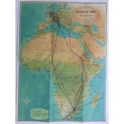 Suid-Afrikaanse Lugdiens Roetekaart dui binnenlandse dienste en die Springbokdiens-route... [with on verso] South African Airways Route Map Shewing Internal Services and Springbox ...