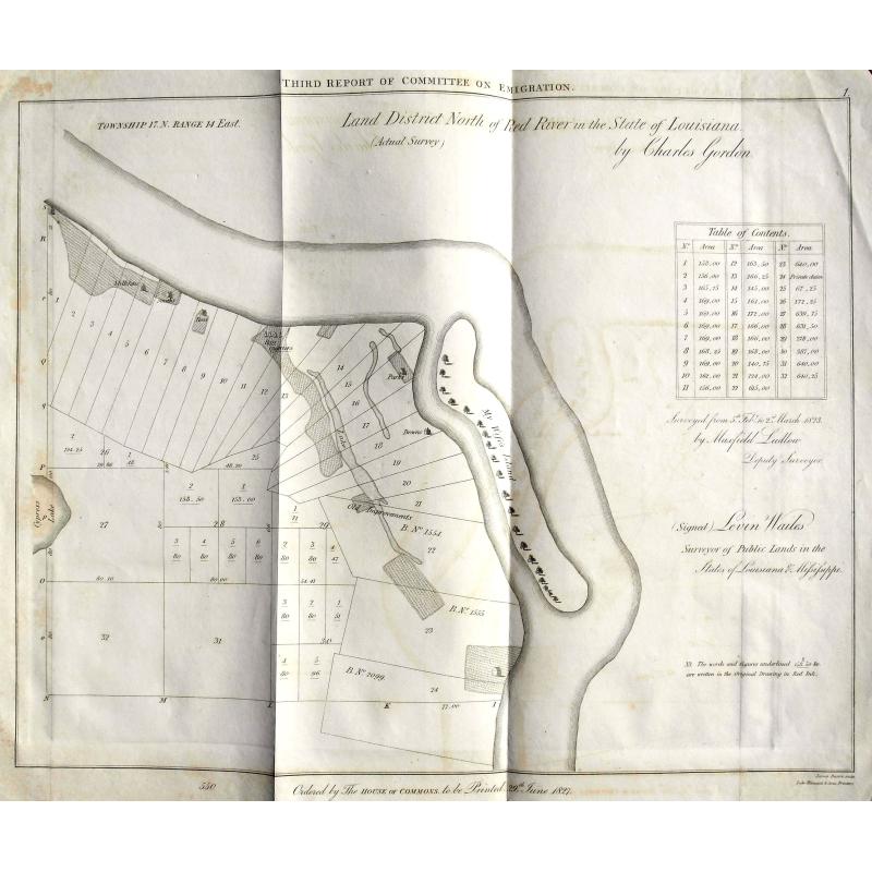 Land District North of Red River in the Sate of Louisiana.