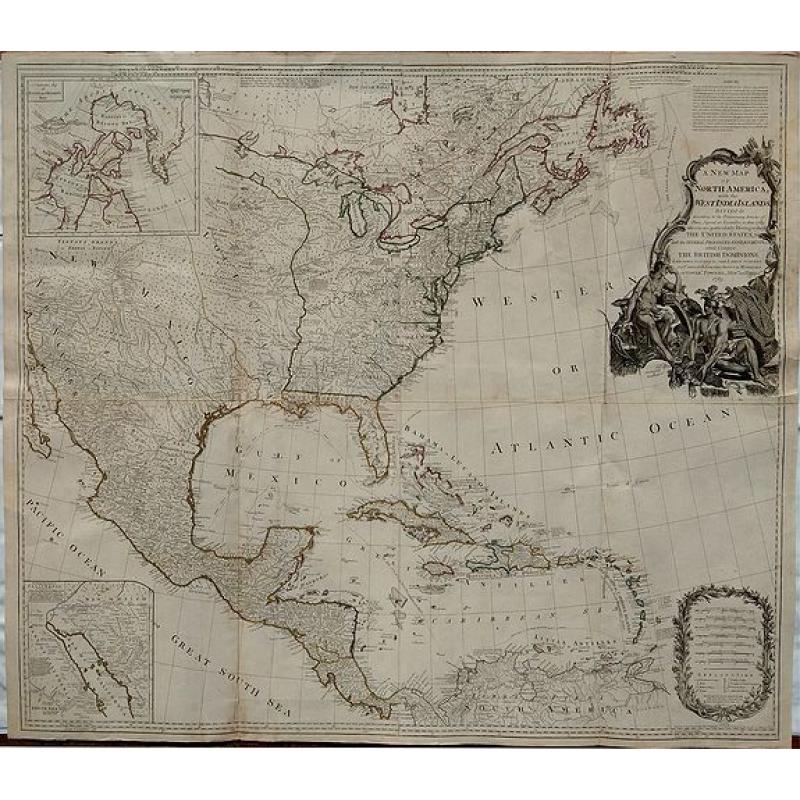 A New Map of North America, with the West India Islands. Divided according to the Preliminary Articles of Peace, Signed at Versailles, 20, Jan. 1783. wherein are particularly Distinguished the United States, and the Several Provinces, Governments & ca whi