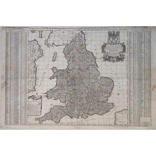 Old map image download for A New Mapp of the Kingdome of England and Wales. Containing all the Cities, Market Towns, with the Roades, from Town to Town. And the Number of Reputed Miles between them, Are given by Inspection without Scale or Compass.