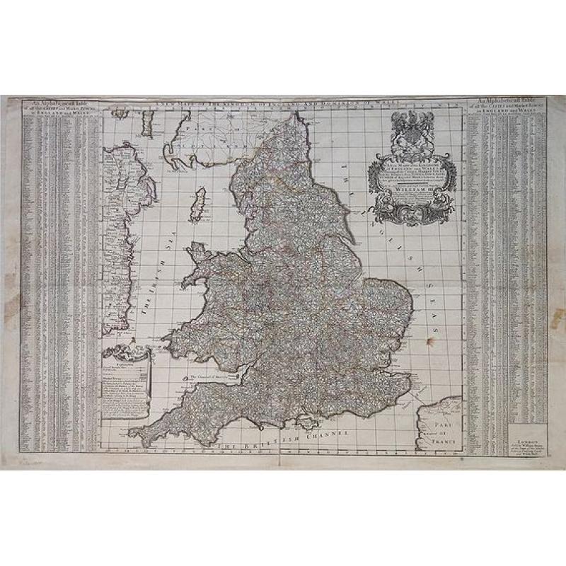 A New Mapp of the Kingdome of England and Wales. Containing all the Cities, Market Towns, with the Roades, from Town to Town. And the Number of Reputed Miles between them, Are given by Inspection without Scale or Compass.