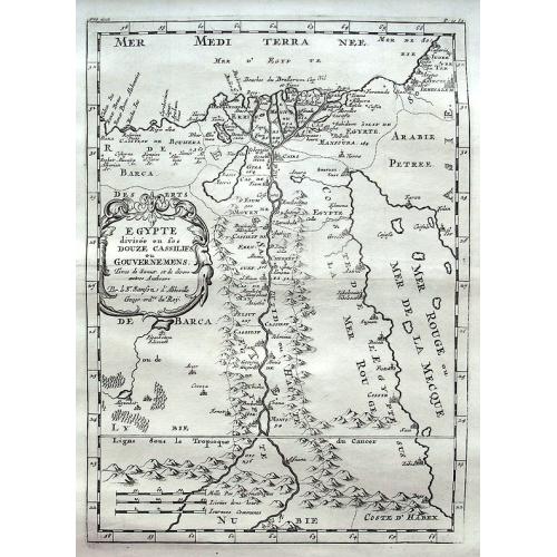 Old map image download for Egypte divisée en ses Douze Cassilifs. . .