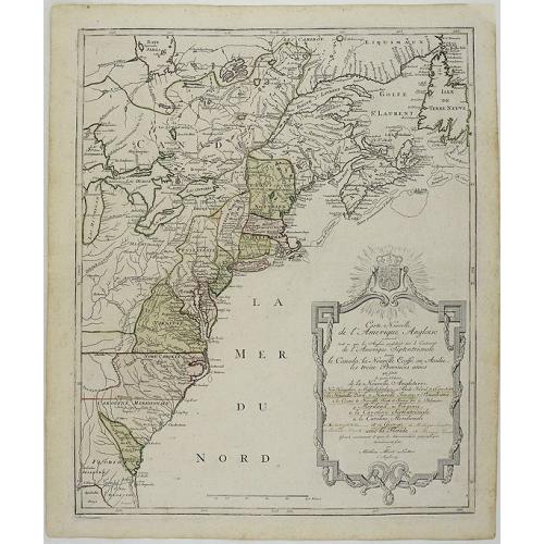 Old map image download for Carte Nouvelle de L'Amerique Angloise contenant tout ce que les Anglois possedent sur le Continent de L'Amerique Septentrionale . . .