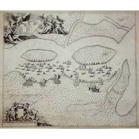 The Great Northern War. Naval battle on lake Peipus 1704. Swedish-Russian battle.